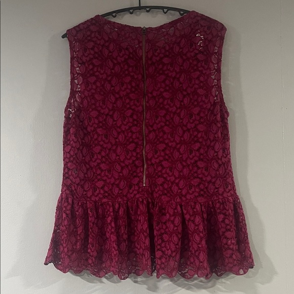 Talula Lace Peplum Blouse - Rich Burgundy Size Small - Picture 5 of 5